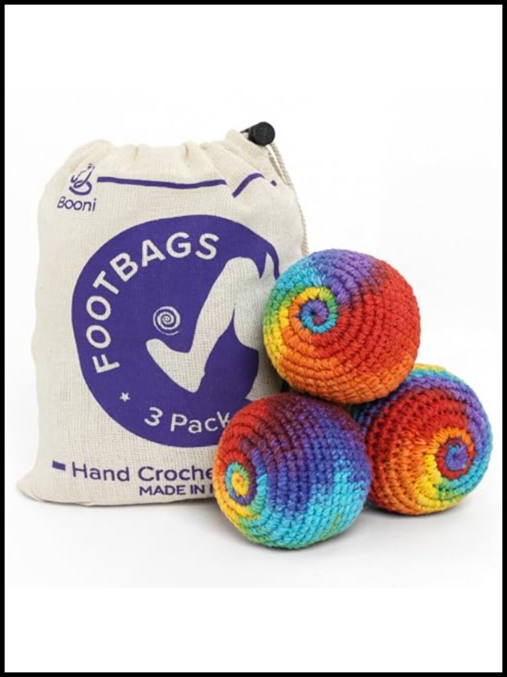 Handmade Crocheted Cotton Footbag 3 Pack Woven Kick Ball for Juggling Outdoor